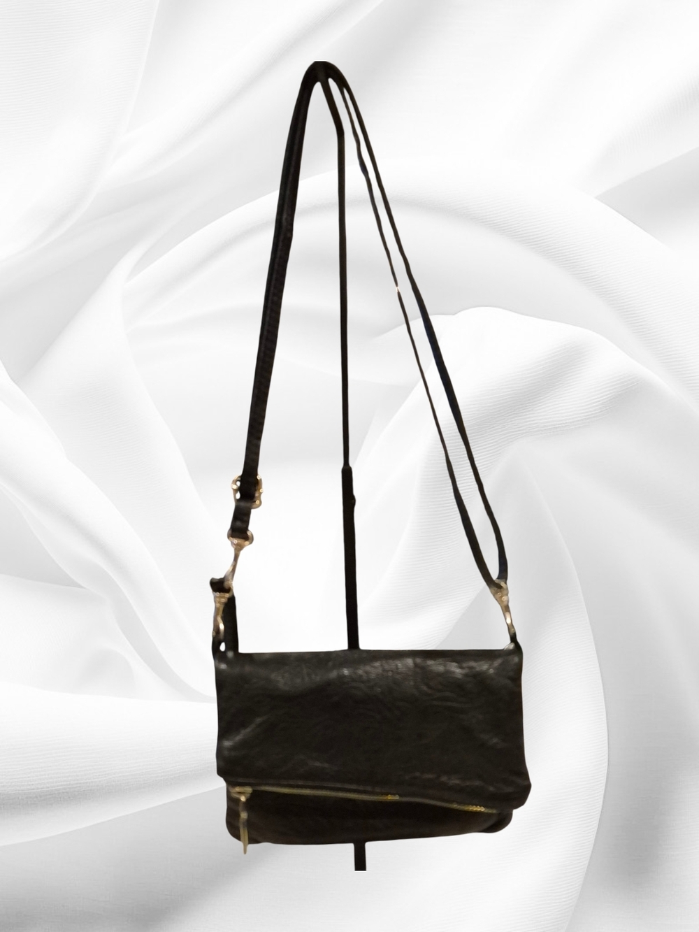 Borse In Pelle Black Embossed Leather Convertible Crossbody